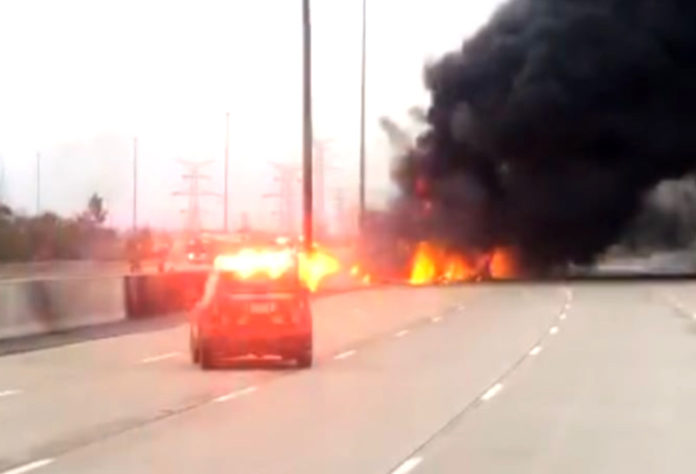 Two dead in a fiery crash on Toronto Highway